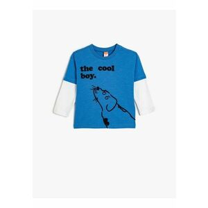 Bluza cu imprimeu text si maneci contrastante imagine
