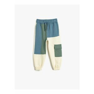 Pantaloni de trening cu model colorblock si snur de ajustare in talie imagine