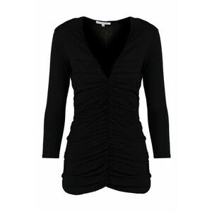 Bluza slim fit cu fronseuri - Negru - 36 imagine