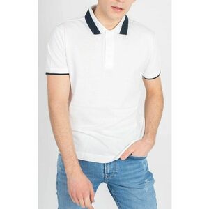 Tricou polo cu detaliu contrastant pe guler - Alb - imagine