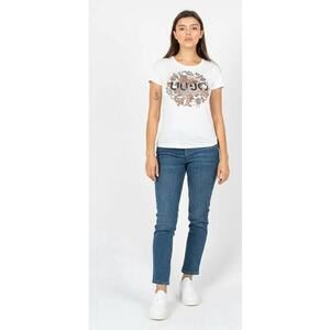 Tricou cu imprimeu logo si floral - imagine