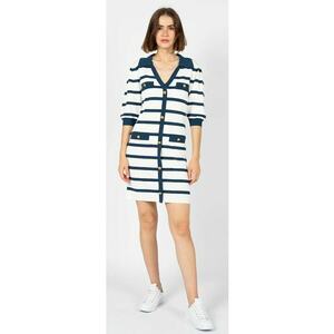 Rochie scurta in dungi cu decolteu in V - imagine