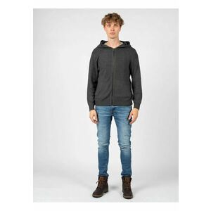 Cardigan tricotat cu fermoar si gluga - imagine