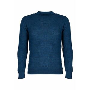 Pulover tricotat cu textura striata si decolteu la baza gatului - imagine