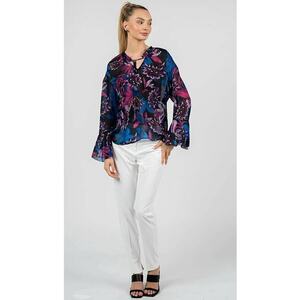 Bluza vaporoasa cu imprimeu floral - Azur - 34 imagine