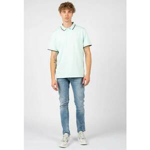 Tricou polo cu detalii contrastante - Verde menta - imagine