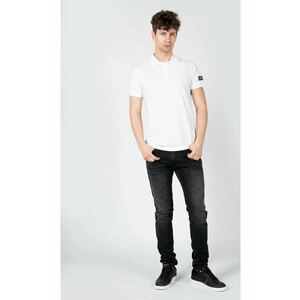 Tricou polo cu aplicatie logo - Alb - imagine