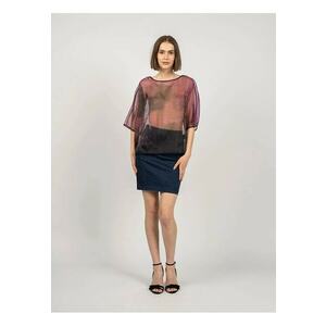Bluza transparenta cu maneci medii - Mov - S imagine