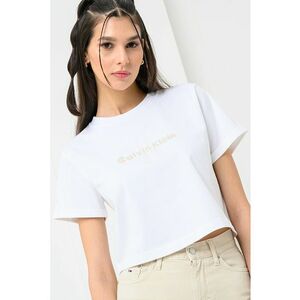 Tricou crop de bumbac organic cu imprimeu logo imagine