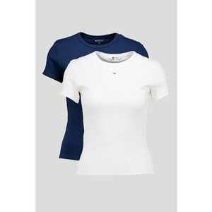 Set de tricouri slim fit cu decolteu la baza gatului - 2 piese imagine