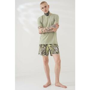 Pantaloni scurti de baie cu imprimeu tropical Piranha imagine
