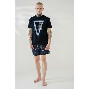 Pantaloni scurti de baie cu snur si detaliu brodat imagine