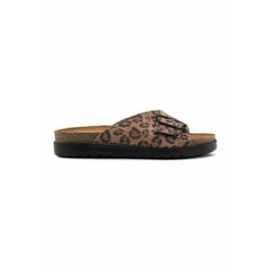 Papuci din piele intoarsa cu model animal print imagine