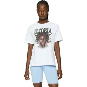 Tricou cu design grafic si decolteu la baza gatului imagine