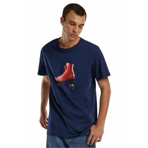 Tricou cu imprimeu grafic si decolteu la baza gatului imagine