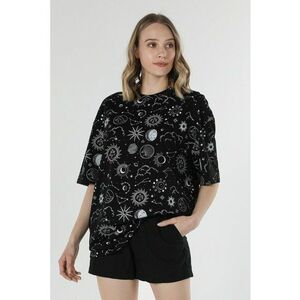 Tricou de bumbac cu model lung si imprimeu grafic imagine