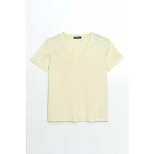 Tricou uni cu decolteu in V imagine