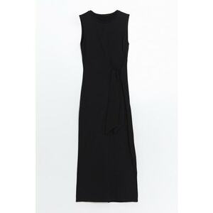 Rochie midi cambrata din amestec de modal cu decolteu la baza gatului imagine