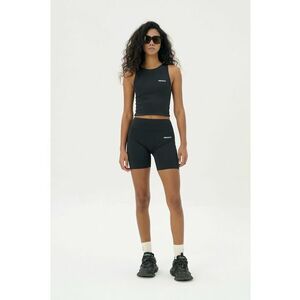 Top crop racerback cu detaliu logo pe piept - Negru imagine