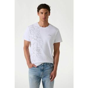 Tricou cu decolteu la baza gatului si imprimeu grafic imagine