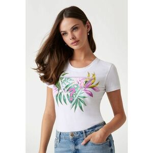 Tricou cu decolteu la baza gatului si design floral imagine