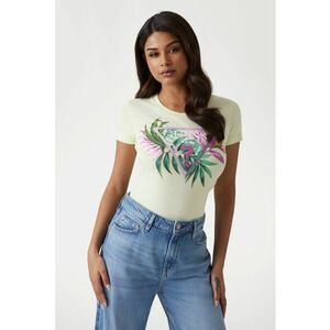 Tricou cu decolteu la baza gatului si design floral imagine