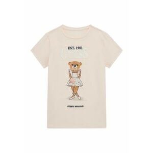 Tricou cu imprimeu ursulet si broderie logo imagine