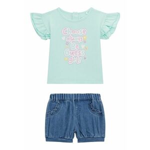 Set de blugi scurti si tricou cu maneci cu volane - 2 Piese imagine