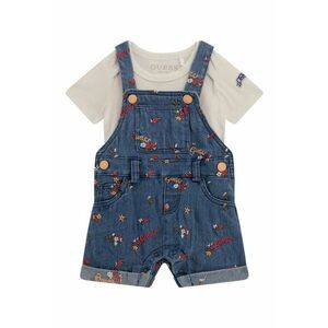 Set de body cu model uni si salopeta din denim cu imprimeu floral - 2 Piese imagine