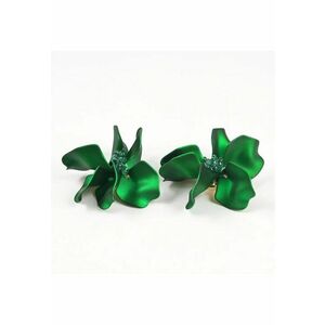 Cercei cu clips floare verde - Paris imagine