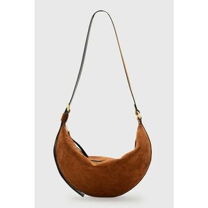 Geanta crossbody de piele intoarsa - Maro scortisoara imagine