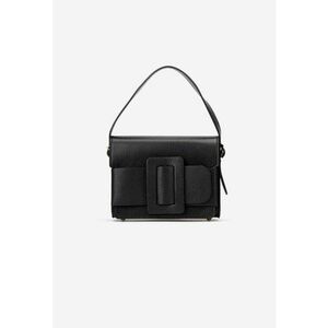 Geanta dama din piele texturata neagra cu ornament imagine