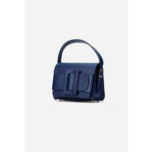 Geanta dama din piele texturata bleumarin cu ornament imagine