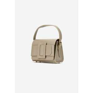 Geanta dama din piele texturata taupe cu ornament imagine