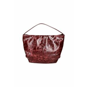 Geanta de piele cu bareta de umar si aspect lacuit imagine