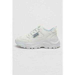 Pantofi sport din piele cu talpa wedge si garnituri din piele ecologica imagine
