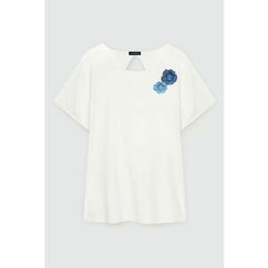 Tricou din amestec de modal cu detalii florale imagine