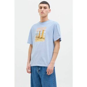 Tricou cu imprimeu grafic si decolteu la baza gatului imagine