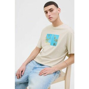 Tricou cu imprimeu grafic si decolteu la baza gatului imagine