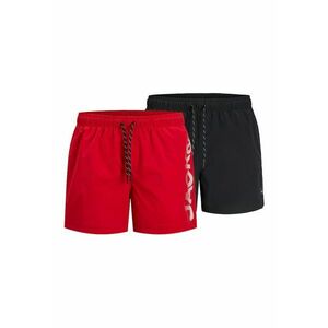 Pantaloni scurti de baie cu snur de ajustare si model uni imagine