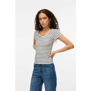 Tricou cu decolteu la baza gatului si model in dungi imagine