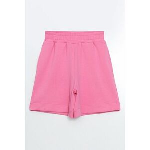 Pantaloni scurti cu model uni si talie elastica imagine