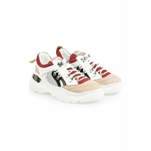 Pantofi sport cu design colorblock si garnituri de piele - imagine