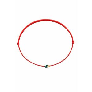 Bratara Martisor cu biluta din Aur 14K si piatra semipretioasa Agat Indian - snur rosu reglabil imagine