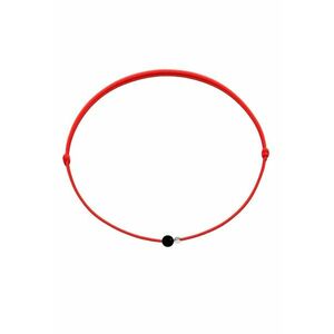Bratara Martisor cu biluta din Argint 925 si piatra semipretioasa Onix - snur rosu reglabil imagine