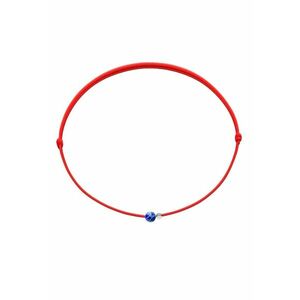 Bratara Martisor cu biluta din Argint 925 si piatra semipretioasa Sodalit - snur rosu reglabil imagine