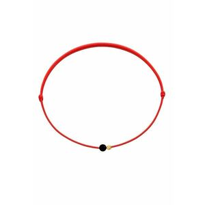 Bratara Martisor cu biluta din Aur 14K si piatra semipretioasa Onix - snur rosu reglabil imagine