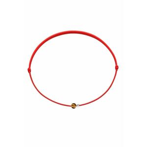 Bratara Martisor cu biluta din Argint 925 si piatra semipretioasa Ochi de Tigru - snur rosu reglabil imagine