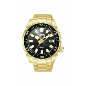 Ceas 41 mm - mecanism quartz - negru - auriu - rezistent la apa 100 m - bratara din otel inoxidabil imagine