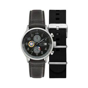 Ceas barbatesc Hawker Hurricane Classic - curea din piele naturala gri - carcasa din otel inoxidabil - cadran negru - 43.50x11mm imagine